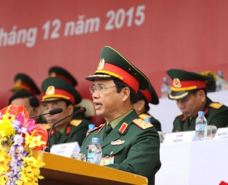 Trung tướng Nguyễn Quốc Khánh phát biểu khai mạc.