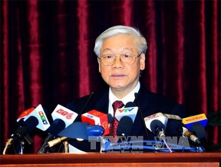 Tổng Bí thư Nguyễn Phú Trọng chủ trì và phát biểu bế mạc hội nghị. 