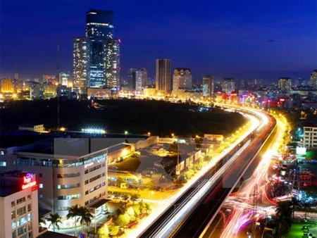 Đường vành đai 3 Hà Nội, tuyến cao tốc đô thị trên cao đầu tiên của cả nước. (Ảnh: Huy Hùng/TTXVN)