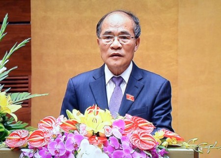 Chủ tịch Quốc hội Nguyễn Sinh Hùng phát biểu khai mạc Kỳ họp thứ 11-kỳ họp cuối cùng của Quốc hội khoá XIII. 