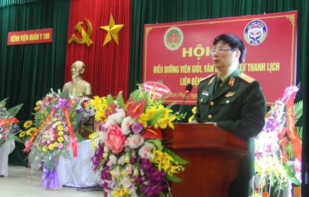 Thiếu tướng, GS-TS Lê Trung Hải, Phó Cục trưởng Cục Quân y (BQP) phát biểu chỉ đạo Hội thi.  