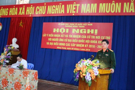 Đại tá Nguyễn Hồng Thái - ứng cử viên bầu đại biểu Quốc hội khóa XIV.