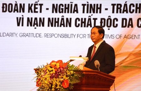 Chủ tịch nước Trần Đại Quang phát biểu tại buổi lễ. 
