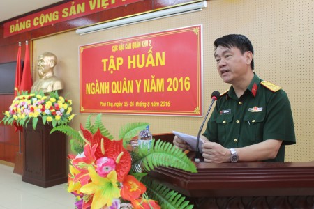 Đại tá Trần Đình Thăng, Phó Chủ nhiệm Hậu cần QK phát biểu khai mạc.