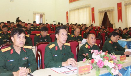 Đại biểu tham dự hội nghị kết luận kết luận kiểm tra toàn diện công tác quân sự-quốc phòng (QS-QP) địa phương năm 2016 đối với Bộ CHQS và Bộ chỉ huy BĐBP tỉnh Lai Châu.
