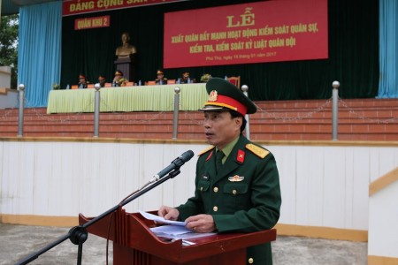 Đại tá Trần Minh Phong, phát biểu chỉ đạo tại buổi lễ.