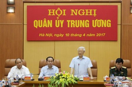 Tổng Bí thư Nguyễn Phú Trọng, Bí thư Quân ủy Trung ương phát biểu tại Hội nghị Quân ủy Trung ương.